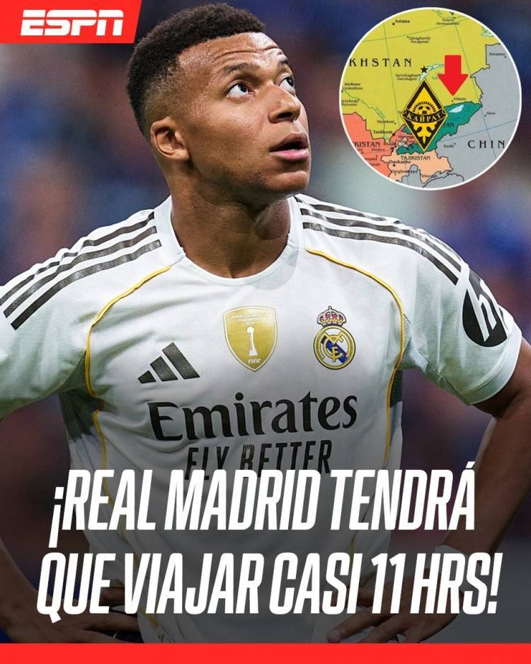 ESPN:皇马至少飞10小时50分钟才能抵达阿拉木图,跨越超8000公里 ESPN:皇马至少飞10小时50分钟才能抵达阿拉木图,跨越超8000公里